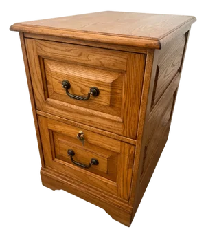 Vintage Tiger Oak File Cabinet Two Drawers One Locks Paneled Sides Legal Size
