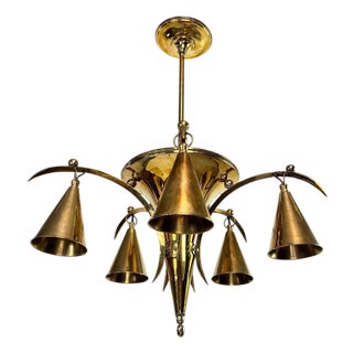Vienna Secession Brass Chandelider by Dagobert Peche, 1890s For Sale