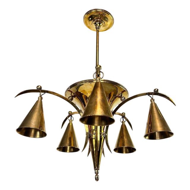 Vienna Secession Brass Chandelider by Dagobert Peche, 1890s For Sale