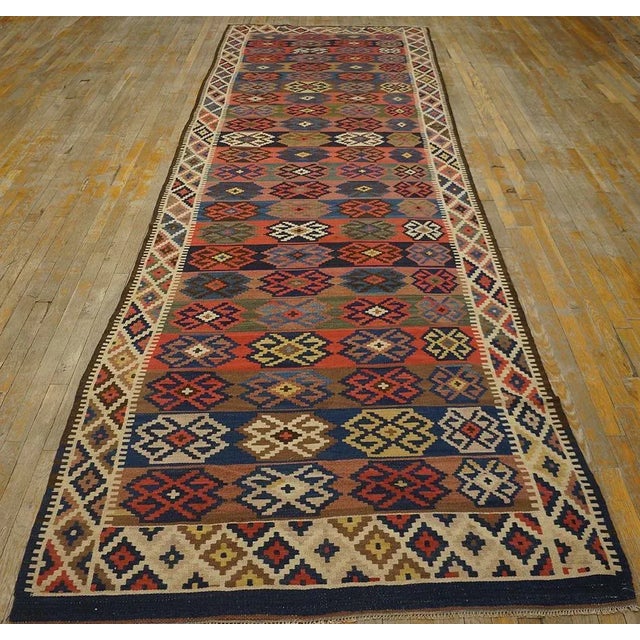 Early 20th Century N.W. Persian "Shahsavan" Flat-Weave ( 4'8" x 15' - 143 x Hallway Runner Rugs (4.08ft x 15ft), Country...