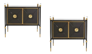 Small Cabinets in Black Lacquer and Brass by Jonathan Adler, Set of 2