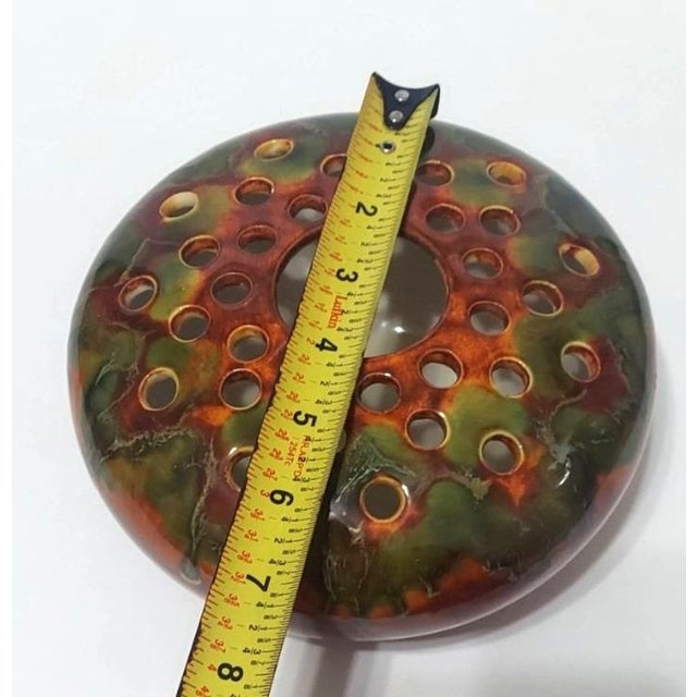 Brown Late 20th Century Flo Westfall Ceramic Drip Glaze Vase Flower Frog Arrangement Green Brown For Sale - Image 8 of 8