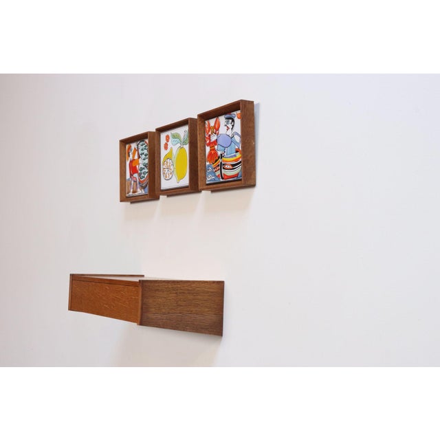 Wood Set of Three Vintage Sicilian Pescatore and Limone Handpainted Ceramic Tiles For Sale - Image 7 of 15
