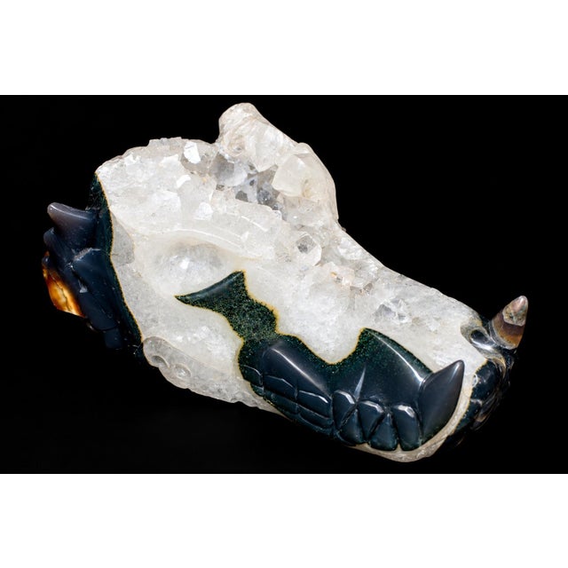 Gemstone Late 20th Century Rock Crystal Geode Dragon Head Modern Sculpture 8.5 Lb For Sale - Image 7 of 14