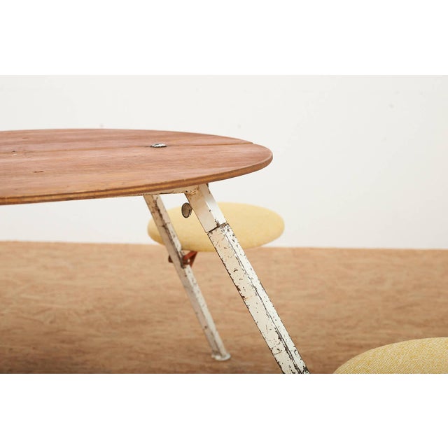 Wood Table Set with White Metal Frame and Plywood Tabletop For Sale - Image 7 of 16