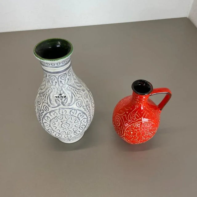 German Multi-Color Fat Lava Op Art Pottery Vase from BAY Ceramics, Set of 2 For Sale - Image 4 of 18