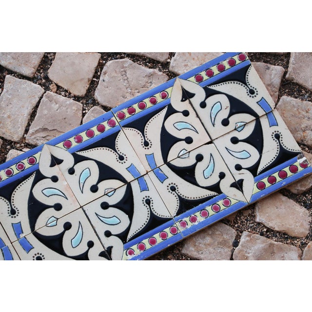 Blue 1920s Art Deco Symmetrical Motif Tile Border, Portuguese For Sale - Image 8 of 12