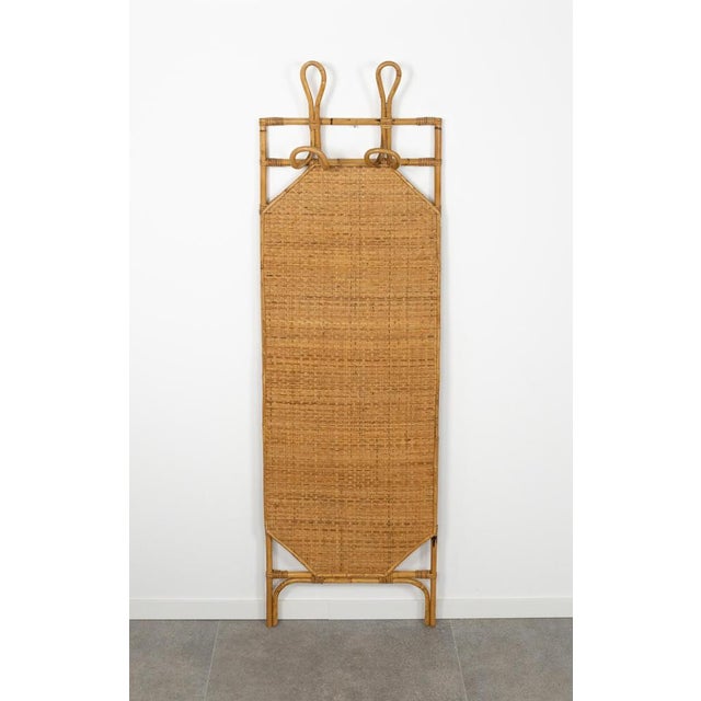 Brown Mid-Century Bamboo, Rattan and Wicker Coat Rack in the style of Olaf Von Bohr Style, Italy, 1960s For Sale - Image 8 of 11