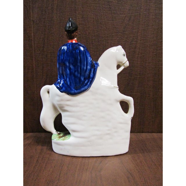 Antique Staffordshire Style Wellington Horseback Figurine Ceramic 10" L For Sale - Image 10 of 12