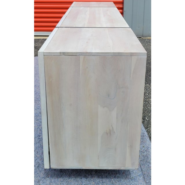 Wood Cb2 Costela 74" White Wash Acacia Wood Credenza For Sale - Image 7 of 11