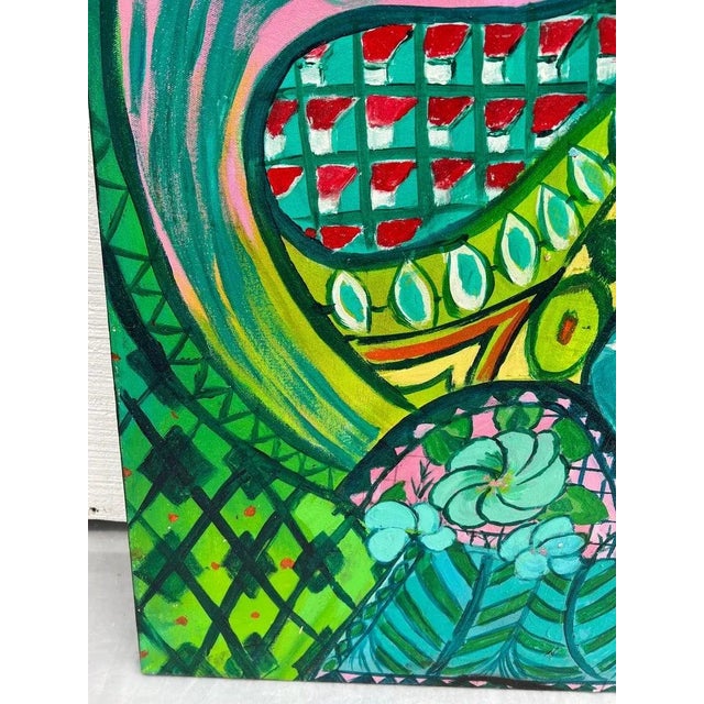 Green Paisley Meditation Painting by Carol Bertrand For Sale In New York - Image 6 of 13