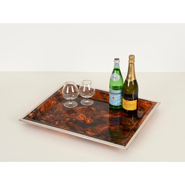 Rectangular Tortoiseshell Effect Acrylic Glass Serving Tray from Dior, Italy, 1970s For Sale - Image 10 of 15