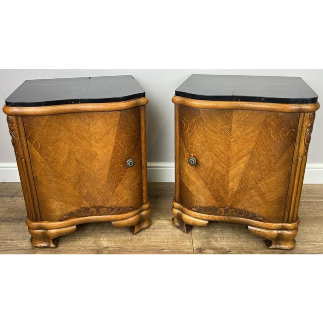 French Art Deco Bedside Tables with Marble Top, Set of 2 For Sale - Image 18 of 18
