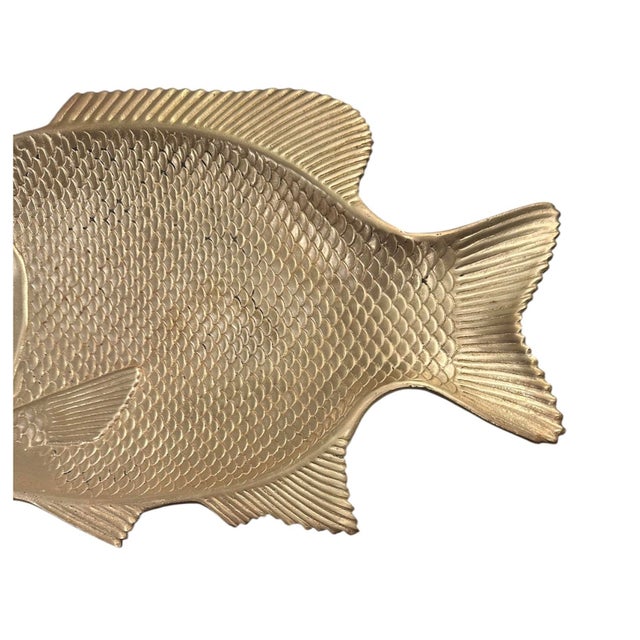 Traditional Vintage Coastal / Nautical Extra Large Brass Fish Tray / Catch All / Platter / Dish / Vessel For Sale - Image 3 of 5