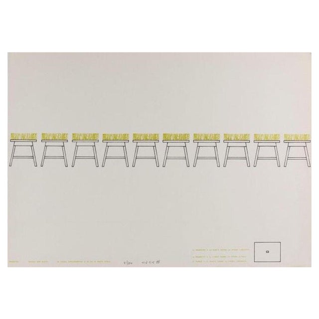Enzo Cucchi, Project-Table with Lawn, Lithograph For Sale