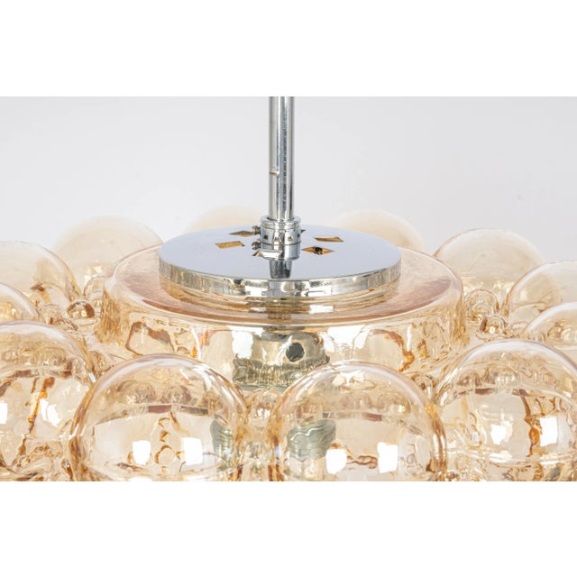 Metal Large Amber Bubble Glass Pendant by Helena Tynell for Limburg, Germany, 1970s For Sale - Image 7 of 16