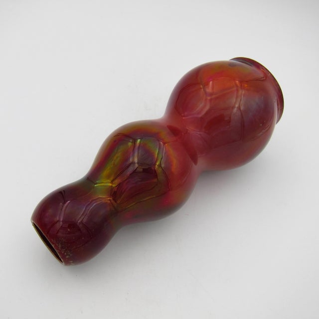 Early 20th Century Antique Red Lustre Glazed Art Pottery Vase With Iridescence For Sale - Image 5 of 8