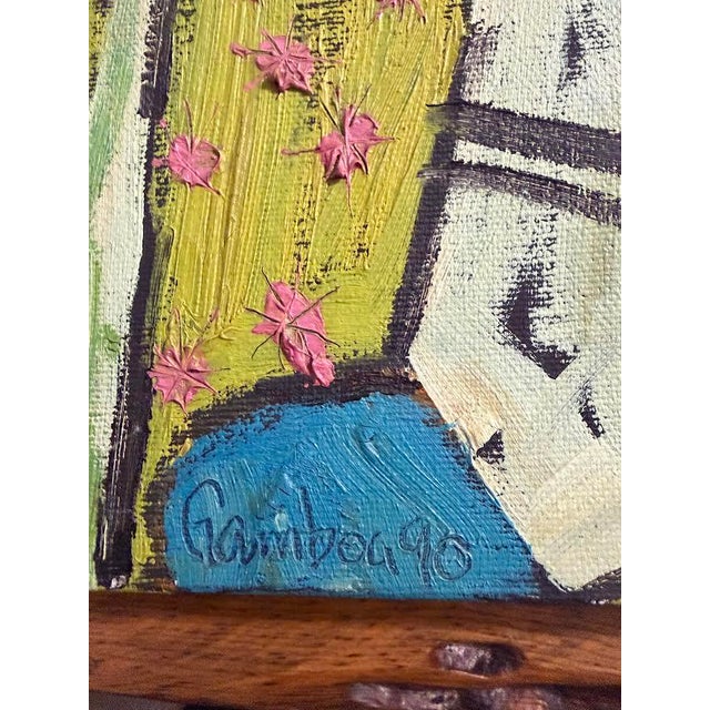 1990s "Weak Spots" Diane Gamboa Oil on Canvas For Sale - Image 4 of 4