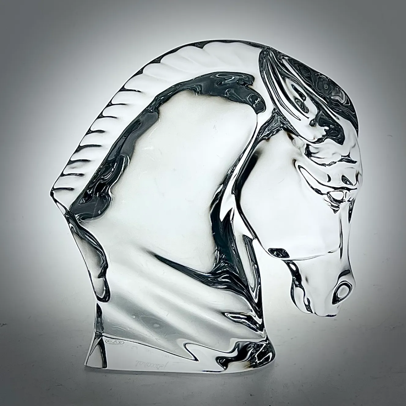 1980s Baccarat Art Crystal Horse Head by Tauni De Lesseps | Chairish