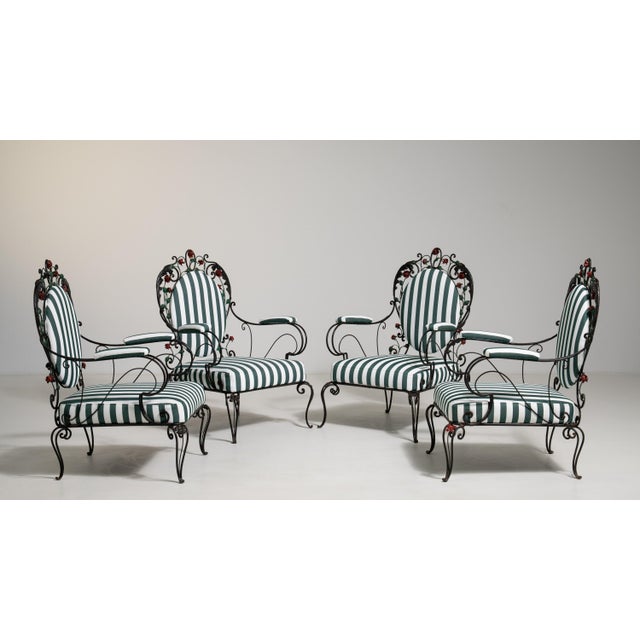 1950s Black Iron Set of 4 Outdoor Chairs For Sale - Image 14 of 17