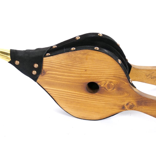 Wood North American Hand-Carved Brass/Wood Fireplace Bellows Tool For Sale - Image 7 of 8