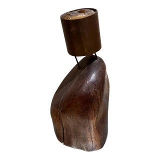 1960s Don Shoemaker Exotic Wood Bronze Votive Candle Holder For Sale