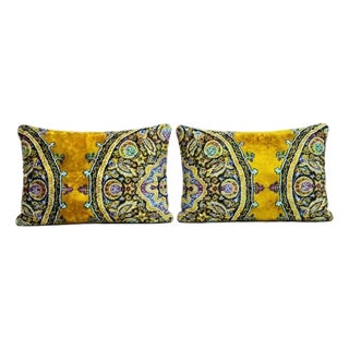 Handwoven Velvet Lumbar Pillow Cover 16'' X 24'' - Set of Two For Sale