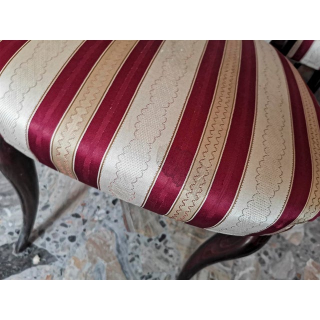 Chairs in Wood and Cream & Burgundy Fabric, 1960s, Set of 6 For Sale - Image 12 of 18