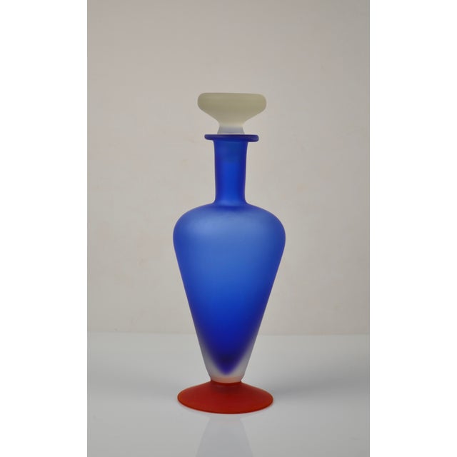 Vintage Art Frosted Glass Bottle, 1980s For Sale - Image 11 of 11
