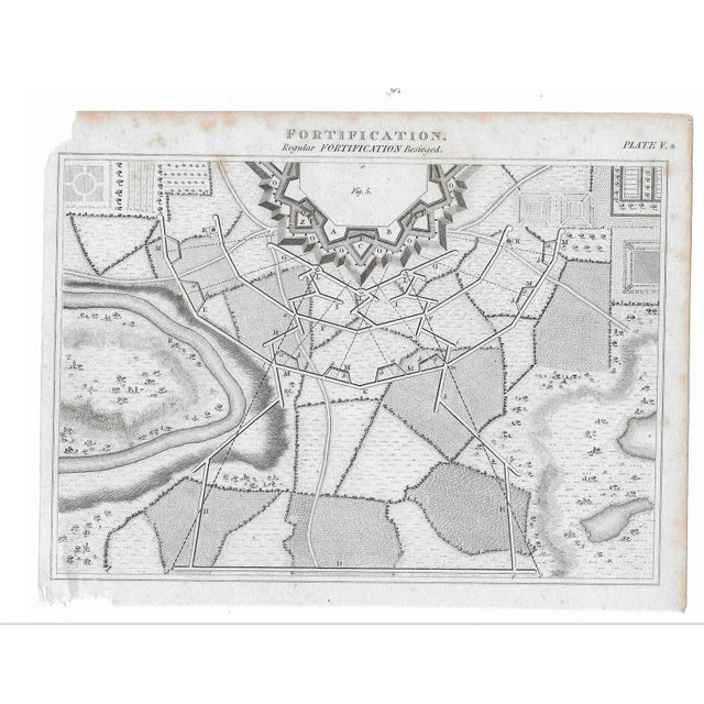 Antique 19th century fort diagram from an early folio on armor and arms.