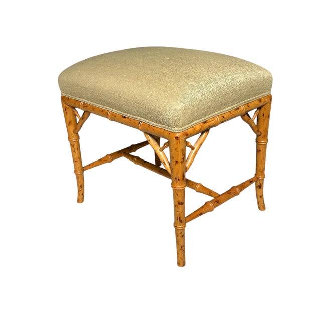 Description A charming mid 20th century Chinese Chippendale style stool, crafted in a beautifully executed faux bamboo...