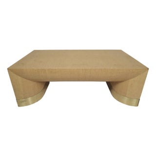 1970s Grass Cloth Coffee Table For Sale