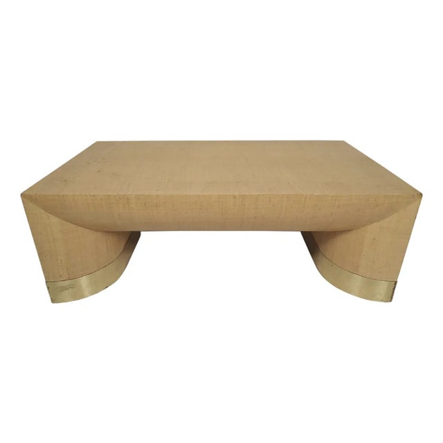 1970s Grass Cloth Coffee Table For Sale