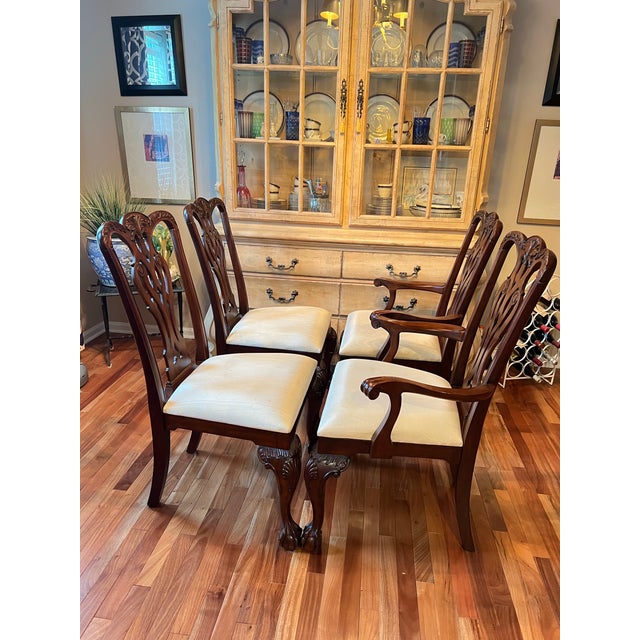 Brown Vintage Maitland Smith Mahogany Ball & Claw Dining Chairs, Set of 4 For Sale - Image 8 of 12