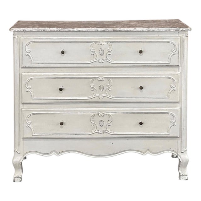 Antique Country French Painted Three-Drawer Commode ~ Chest of Drawers For Sale
