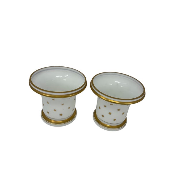 Pair of Antique French White Opaline Cachepots With Gilt Decorations For Sale - Image 11 of 12