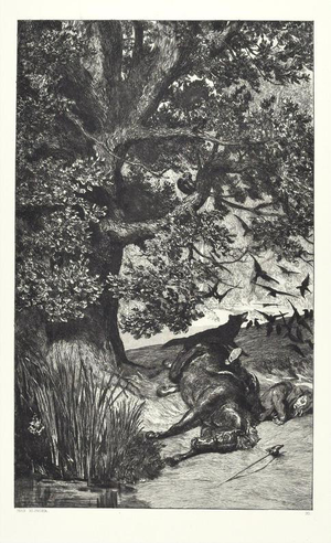Max Klinger, Fallen Knight Etching, 1881, Aquatint