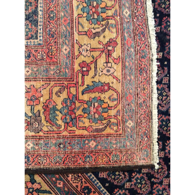 19th Century Antique Malayer Gallery Rug, Hand-Knotted Wool, Paisley Pattern, 6x11, Navy & Saffron Yellow For Sale - Image 5 of 18