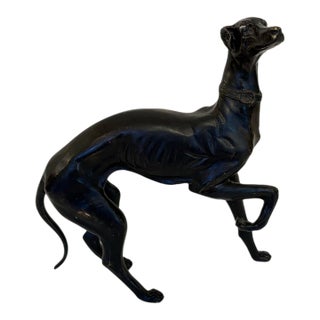 Vintage Mid-Century Modern Cast Bronze 11 3/4" Whippet Greayhound Sculpture For Sale