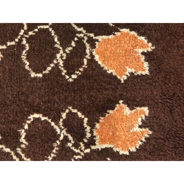 20th Century French Brown & Orange Floreal Square Rug, 1900s For Sale - Image 10 of 16