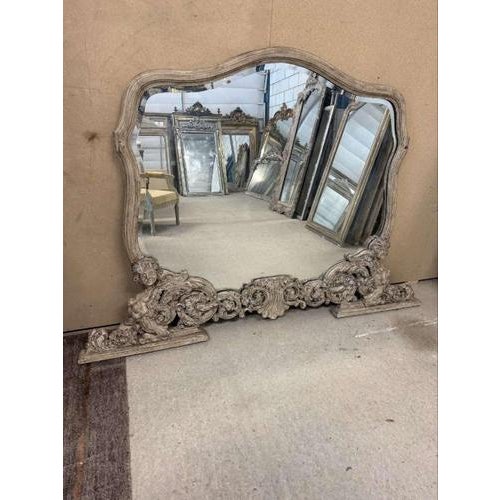 Large 19th Century Antique Italian Painted Shaped Top Overmantle Mirror For Sale - Image 6 of 7