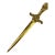 Unique vintage brass letter opener featuring handle depicting a knight with a sword as letter opening spade. Patina.