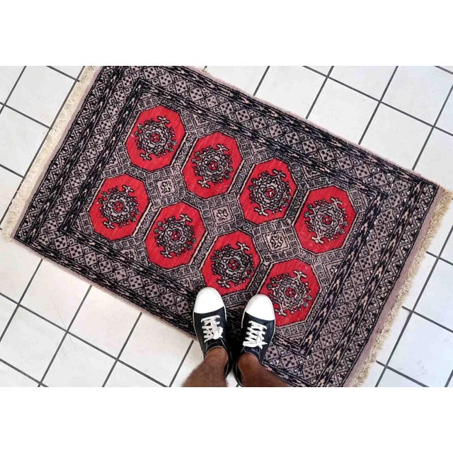 Traditional 1970s Handmade Vintage Uzbek Bukhara Rug 2.7' X 4.1' For Sale - Image 3 of 12