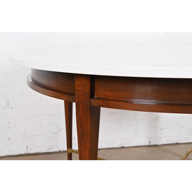 Brown Paul McCobb Irwin Collection Mahogany and Brass Round Dining Table or Game Table, 1950s For Sale - Image 8 of 12