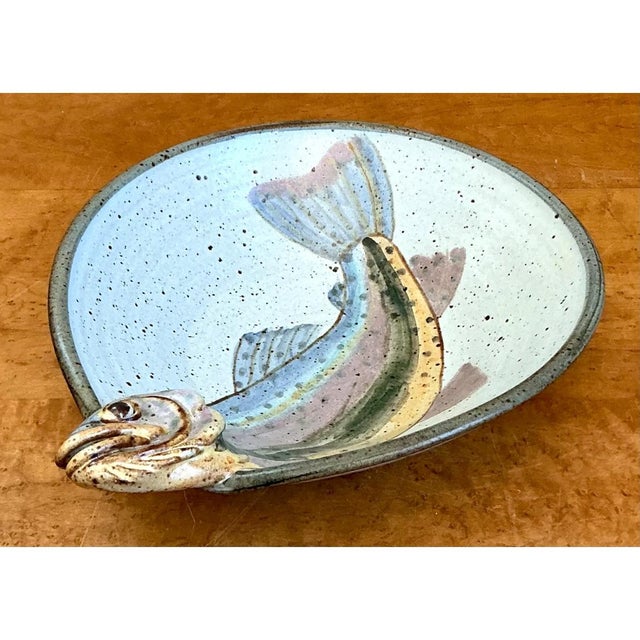 Ceramic Vintage Handcrafted Fish Design Pottery Bowl For Sale - Image 7 of 12