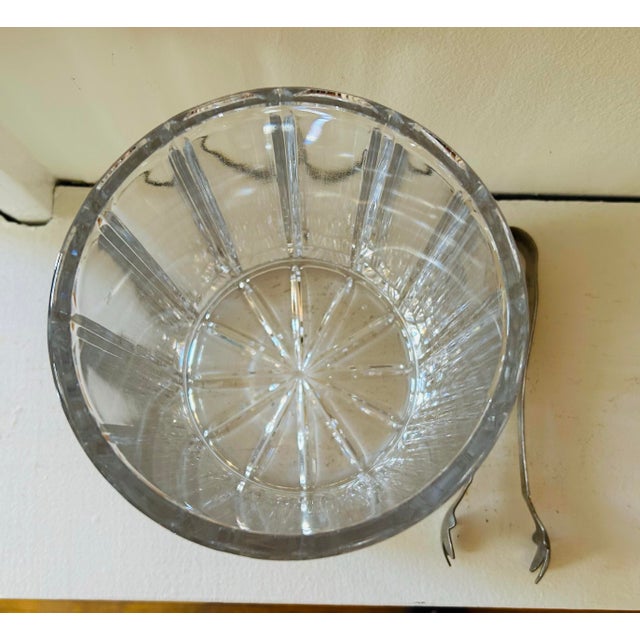 Modern Vintage Modern Crystal Ice Bucket and Tongs For Sale - Image 3 of 6