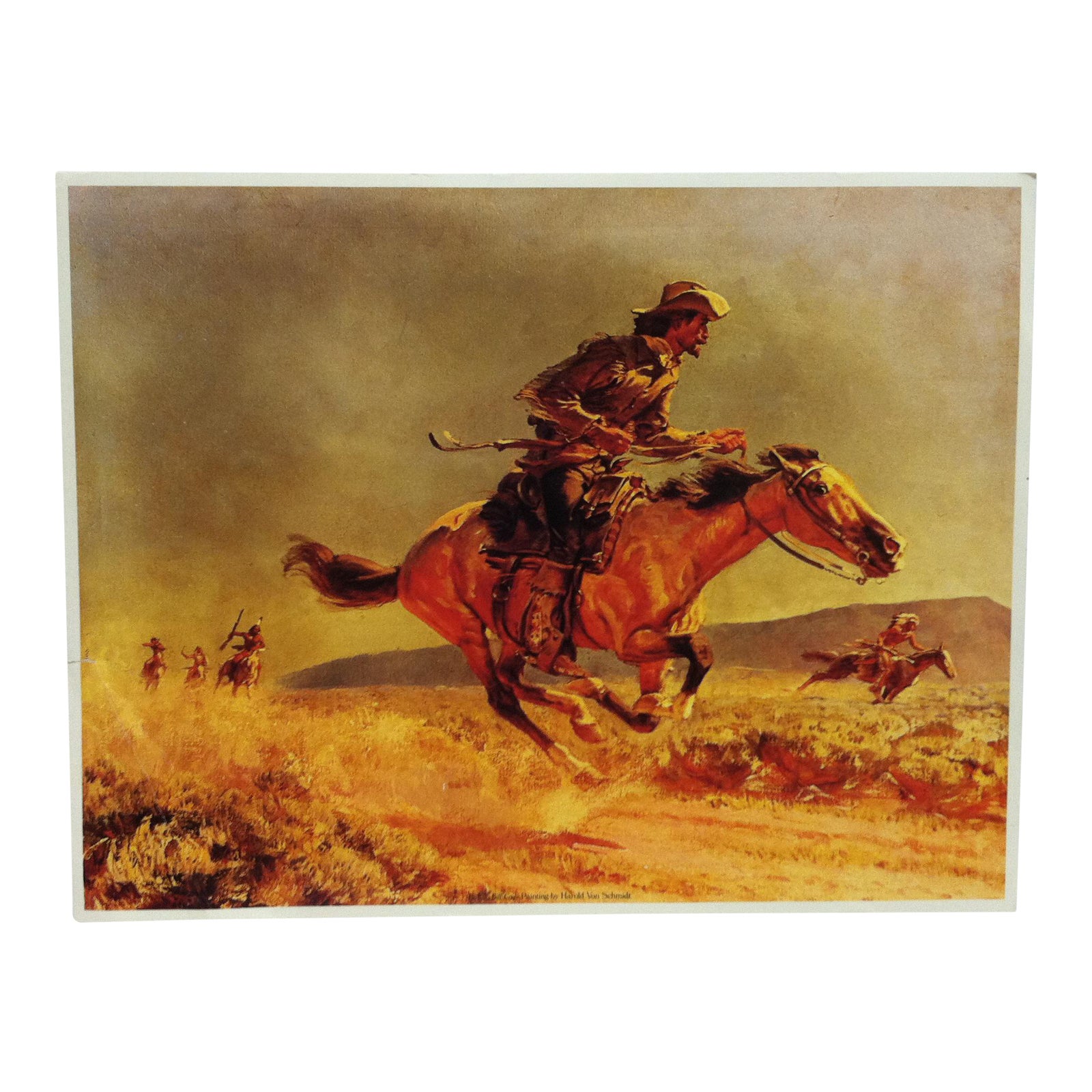 Cowboy Western Color Print Buffalo Bill Cody By Harold Von Schmidt