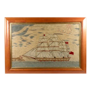 Grand Sailor’s Woolwork of the Tea Clipper Fiery Cross For Sale