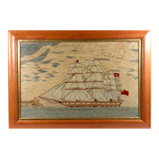 Grand Sailor’s Woolwork of the Tea Clipper Fiery Cross For Sale