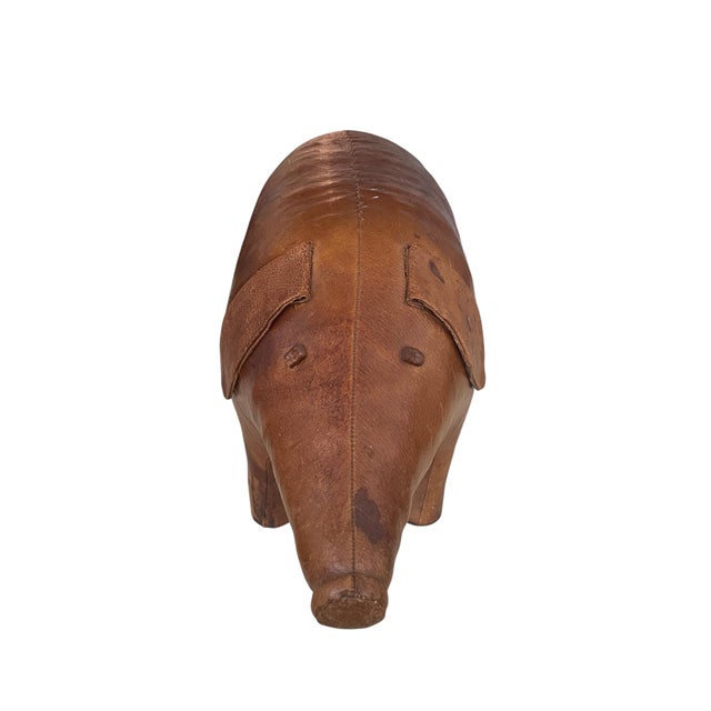 Brown Vintage Large Pig Stool by Dimitri Omersa in Brown Leather, 1960s For Sale - Image 8 of 12
